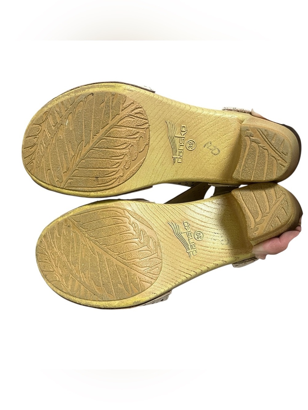 Dansko Teagan Heeled Sandal Clogs Laser Cut Vintage White Leather Slingback 39 - Picture 14 of 15
